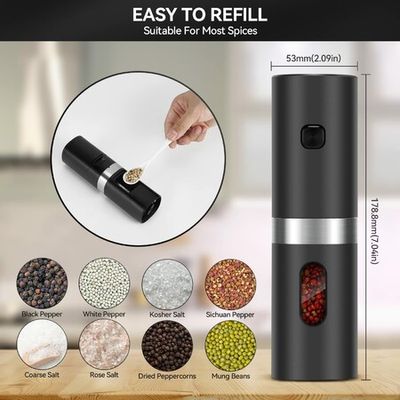 Electric Salt and Pepper Grinder Set - USB Rechargeable With Dual Charging  Base - Automatic One Hand Operation - Adjustable Coarseness & LED Light  Refillable 