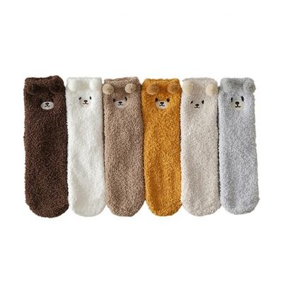 Women Winter Warm Fluffy Socks Home Floor Sleep Kawaii 3D Bear