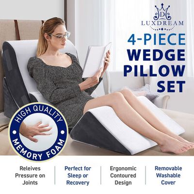 4 Pieces Bed Wedge Pillow for Back Neck and Leg Pain Relief