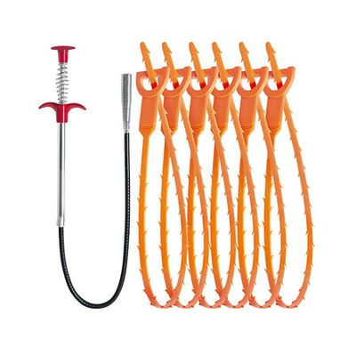 6Pcs Hair Drain Cleaner Tool-25 Inch Snake Drain Clog Remover Tool