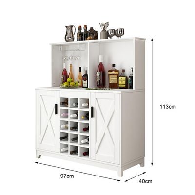 OKD Farmhouse Buffet Coffee Bar Cabinet with Wine Rack and Storage, Liquor  Bar Buffet Sideboard for Kitchen Dining Room, White