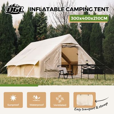 Inflatable Camping Tent Easy Setup Waterproof Windproof Outdoor Blow Up  Cabin