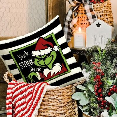 Christmas Throw Pillow Covers Outdoor Pillow Covers Cotton Linen Christmas  Pillow Covers 18x18 Christmas Decorations Set of 4 for Farmhouse Home