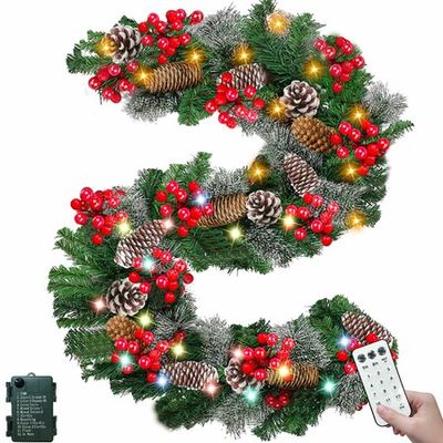 Battery operated garland online lights with timer