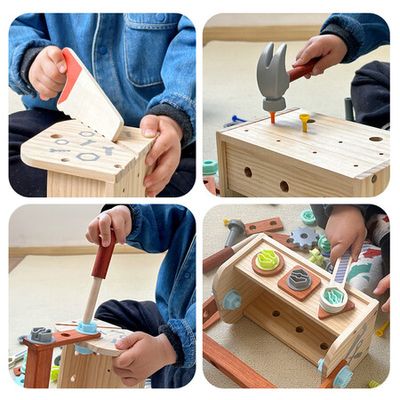 Wooden Toys Kids Tool Set Role Play Toys Tool Box Kids Toys For