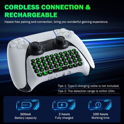 Wireless Keyboard for PS5 Controller, Bluetooth 3.0 Mini Chatpad Message  Game US