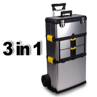 3 in 1 Heavy Duty Stainless Steel Mobile Tool Box Chest 3 PCs