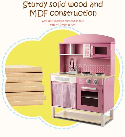 wooden pink oven toys kitchen microwave
