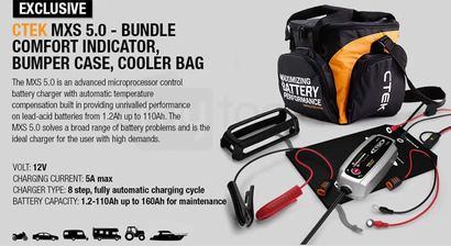 CTEK MXS 5.0 BATTERY CHARGER BAG BUNDLE – motorbikelv