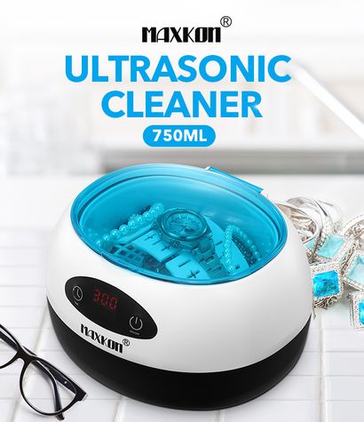 Small Professional Ultrasonic Cleaner-600 ml Household Wash Machine with  Heater Digital Timer for Eyeglasses Jewelry Watches Toy Fruits (Blue)