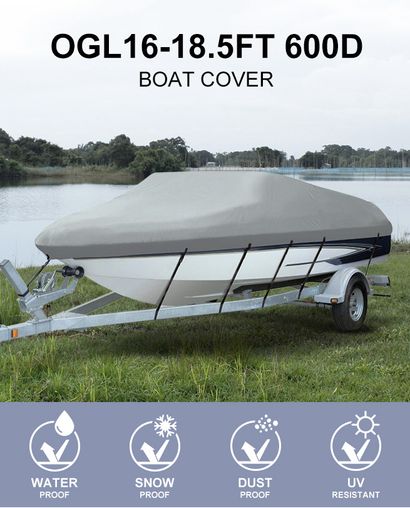 16-18.5Ft High Quality Weather/Uv Resistant Boat Cover Canopy For V-Hull  Open Fishing