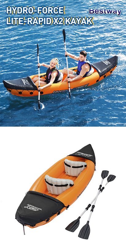 Buy Bestway LITE-RAPID Inflatable Sea Kayak Canoe Boat for Kayaking Fishing  Double Online