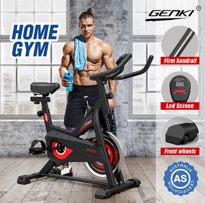 GENKI Fitness Spin Bike Indoor Cycling Home Exercise Adjustable