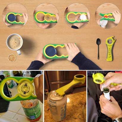 Jar Can Bottle Opener Arthritis Hands and Seniors + 5-in-1 Bottle Gripper