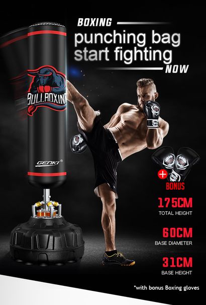 Free Standing Boxing Bag - Boxing Punch Bag Stand - Black - 170 cm