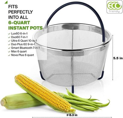 Steamer Basket for 6 or 8 Quart Instant Pot Pressure Cooker, Sturdy  Stainless Steel Steamer Insert with Silicone Covered Handle, Great for  Steaming Vegetables Fruits Eggs 