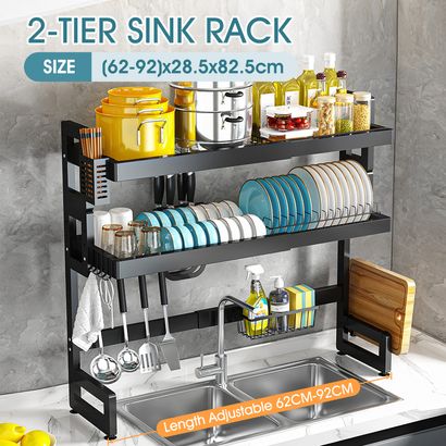 Dish Drying Rack Expandable Drainer Over Sink Utensil Silverware Storage  Holder