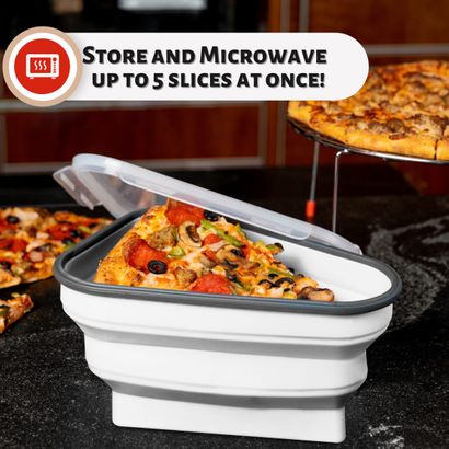  Pizza Storage Container Collapsible with Cutter, Organize and  save space with our Adjustable Pizza Slice Container, complete with 5  microwavable serving trays BPA-free, microwave & dishwasher safe : Home &  Kitchen