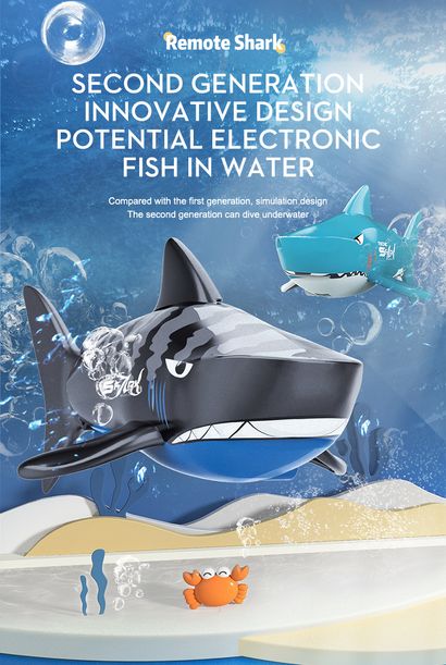 RC Electronic Shark Simulation Car Fish Boat Baby Kids RC Shark Boat Toys  Water Toy Black