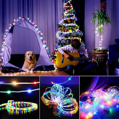 Solar powered christmas light deals ropes & strings