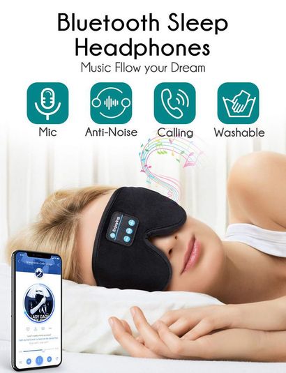 3d Wireless Bluetooth Sleeping Eye Mask Headphones Stereo Music Headset  Block Light Eye Mask For High Qulity Sleep