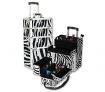 2 in 1 Deluxe Aluminium Makeup Cosmetic Portable Carry Case and Travel Trolley - Zebra Print
