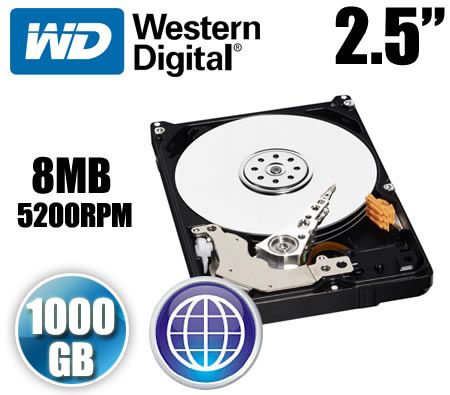 Western Digital Scorpio Blue 2.5" 1000GB 1TB 8MB 5200RPM 12.5mm SATA 3Gb/s - Big Capacity for Portable Computing - WD10TPVT