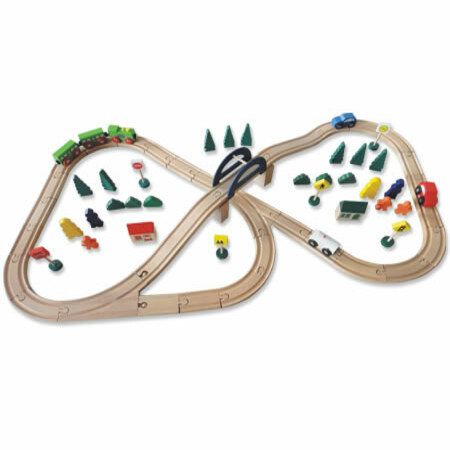 70 piece wooden train set