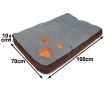 Petyee Pet Dry Comfort Cushion Mat Bed 100 % Polyester - Rectangle Grey Top & Brown Edge with Hearts Large Size