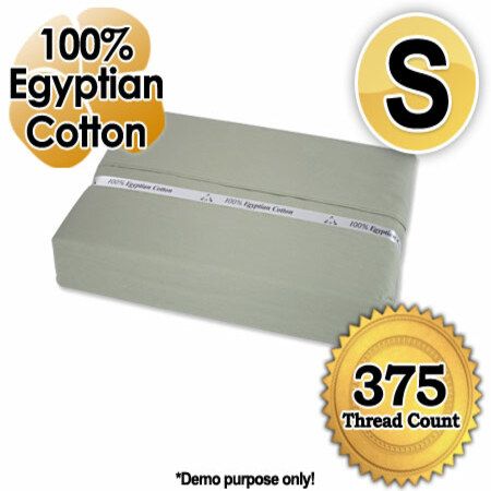 Luna Luxury Single Size Sheet Set 100% Egyptian Cotton 375 Thread Count Sateen Fitted & Flat Sheet / Pillowcase Set - Solid Sage