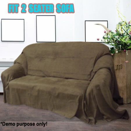 Faux Suede 2 Seater Protective Sofa Couch Cover Coffee