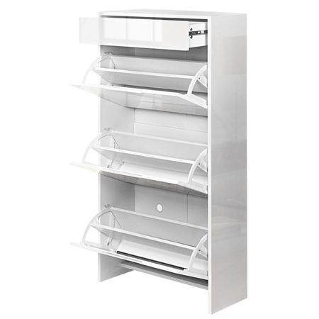 High Gloss Shoe Cabinet Rack - White | Crazy Sales