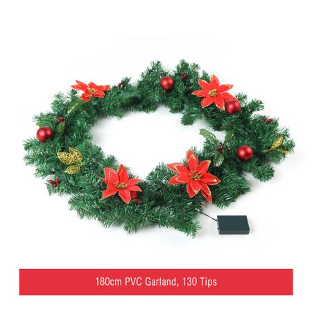 180cm Christmas Traditional Wreath Door Decoration with 50 LED Lights