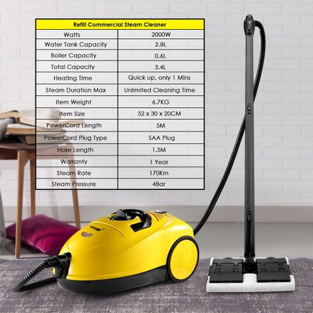 Maxkon 3.4L Commercial Home High Pressure Steam Cleaner for Carpet ...
