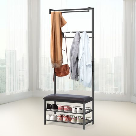 New 4 In 1 Coat Rack Bench Clothes Rack Entryway Shoes Storage Shelf ...