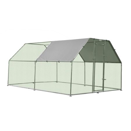 3.8M x 2.8M Large Metal Chicken Coop Walk-in Cage Run House Shade Pen W ...