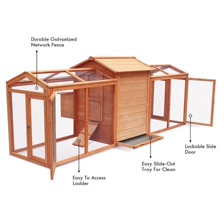 Petscene 284cm Wood Chicken Rabbit Coop Hen House Hutch Poultry Cage ...