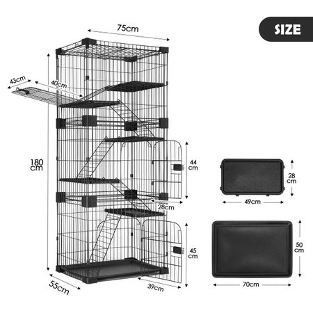 Petscene Large 5-Tier Wired Cat Cage House Pet Crate Hutch Kennel ...