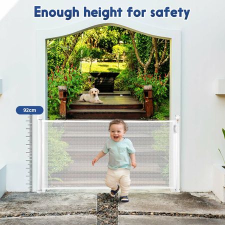 Retractable Safety Gate Mesh Pet Security Barrier Kid Safe Stair Fence ...