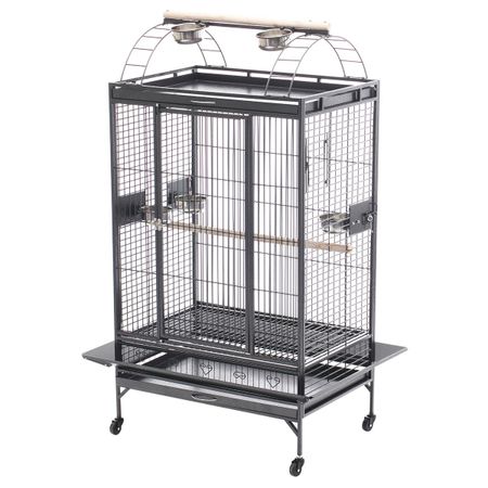 Lacework Bird Cage on Wheels for Medium to Large Size Parrots - Gray ...