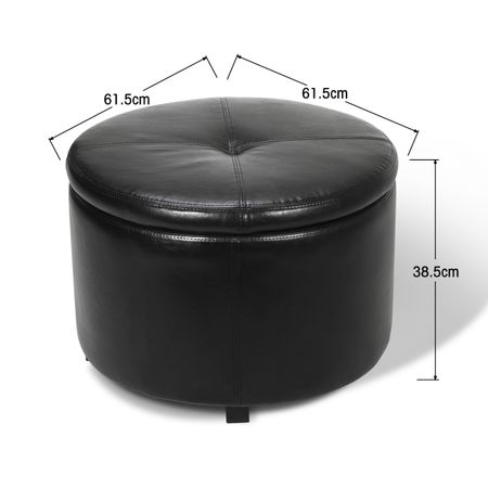 Round Faux Leather Storage Ottoman | Crazy Sales