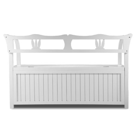 White Wooden Outdoor Garden Storage Bench | Crazy Sales