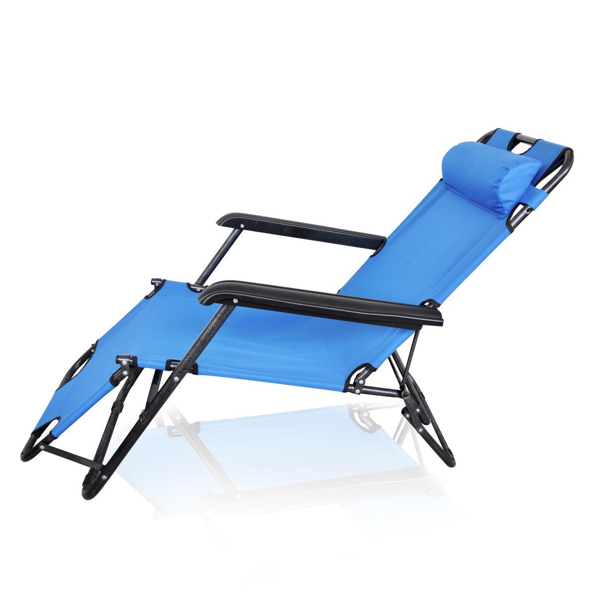 Reclining Sun Bed Beach Deck Chair with Padded Head Rest Crazy Sales