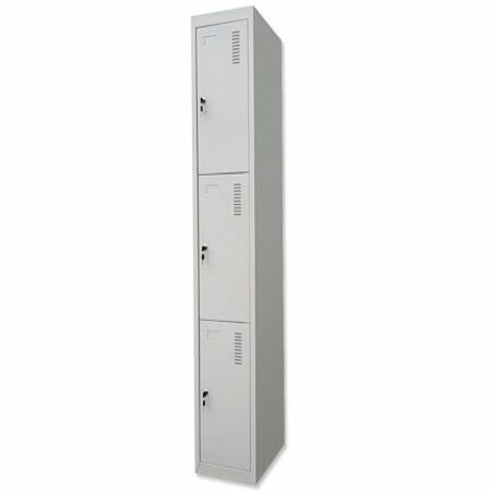 3 Door Tall Steel Storage Locker Cabinet With Lock