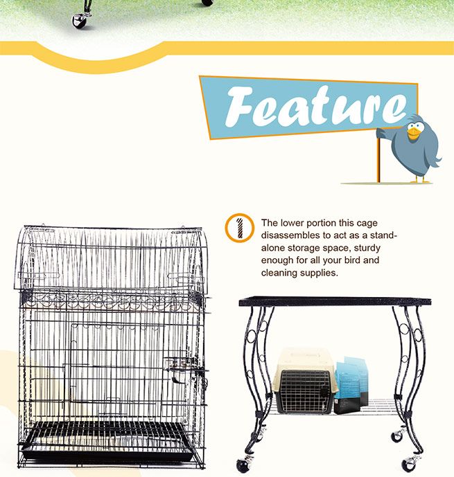 Large StandAlone Bird Cage on Wheels Elegant Dome Top, Lacework