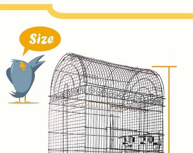 Large Stand-Alone Bird Cage on Wheels - Elegant Dome Top, Lacework ...