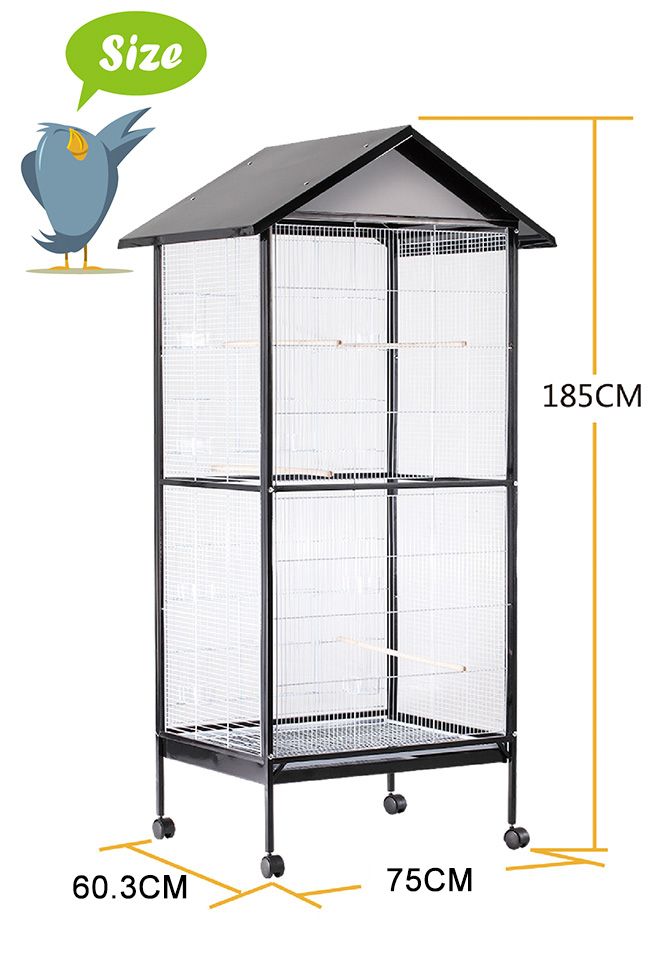 Bird Cage - Large Stand-Alone with Apex Roof & Wheels - 185cm Tall