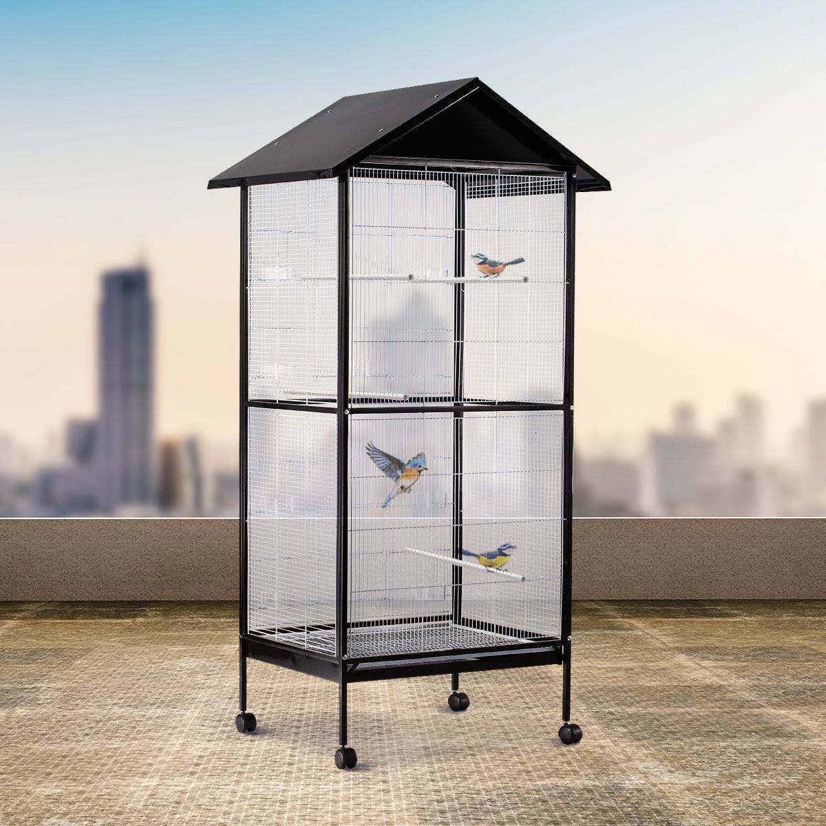 Bird Cage - Large Stand-Alone with Apex Roof & Wheels - 185cm Tall ...