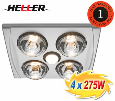 Heller 3 in 1 Ducted Bathroom Essential Heater Light - Heat, Exhaust ...