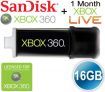 SanDisk XBOX 360 Portable USB Flash Drive 16GB + 1 Month XBOX Live GOLD Subscription